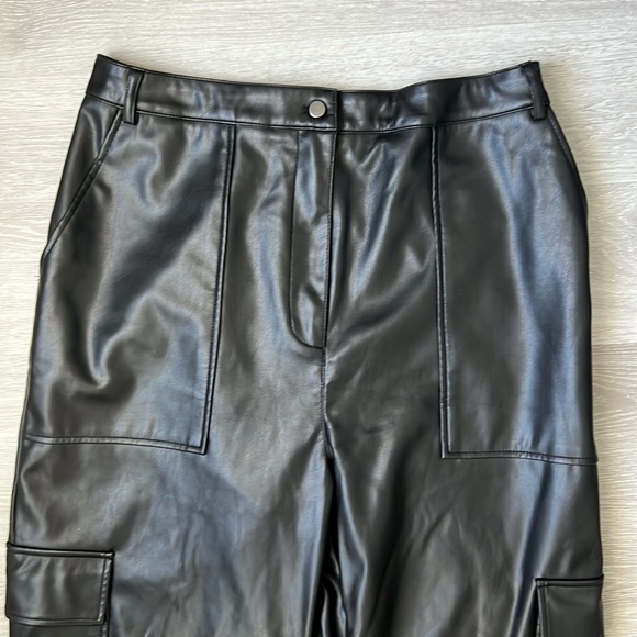 TOPSHOP Black Faux Leather Cargo Joggers | EUC Size 14 - Picture 5 of 13